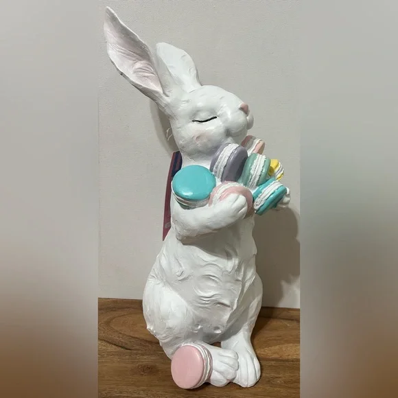 SWEET TREATS Large 14” Easter Bunny Rabbit Holding Macaroons NEW - Picture 2 of 3